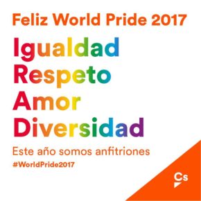 Ciudadanos Aragón estará presente en las manifestaciones en el Día del Orgullo Ciudadanos Aragón estará presente en las manifestaciones en el Día del Orgullo